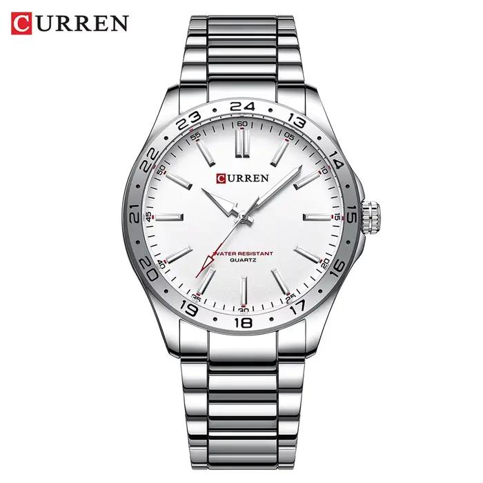 CURREN 8452 hommes montre à Quartz Simple mode loisirs affaires horloge noir argenté bracelet en aci