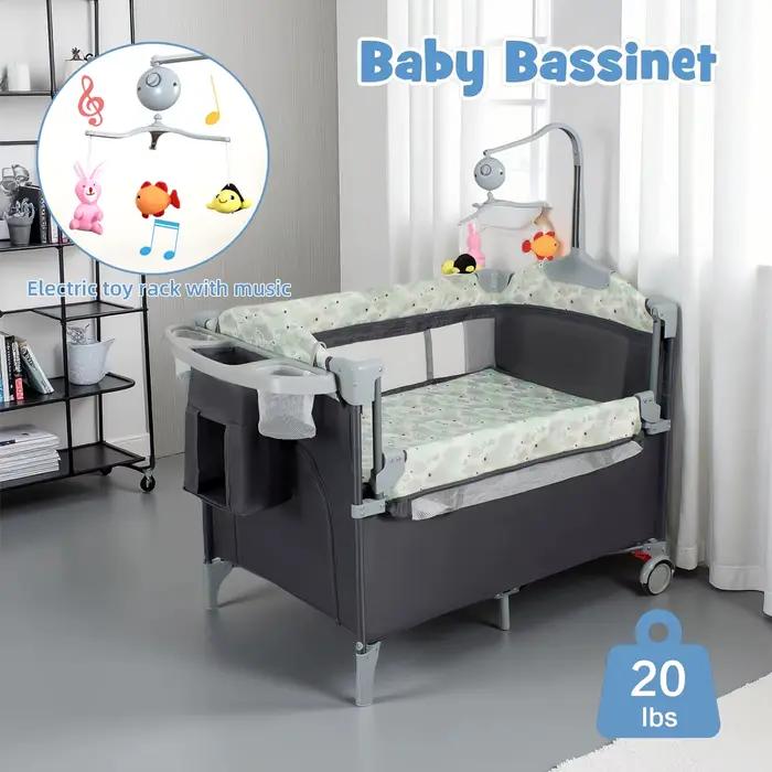 Pack n Play, parc pour bébé avec table à langer, roues verrouillables, boîte à musique, parc pliable