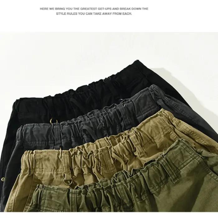 Pantalon Cargo ample 100% coton pour hommes, décontracté, grandes poches, Vintage, jogging, Streetwe