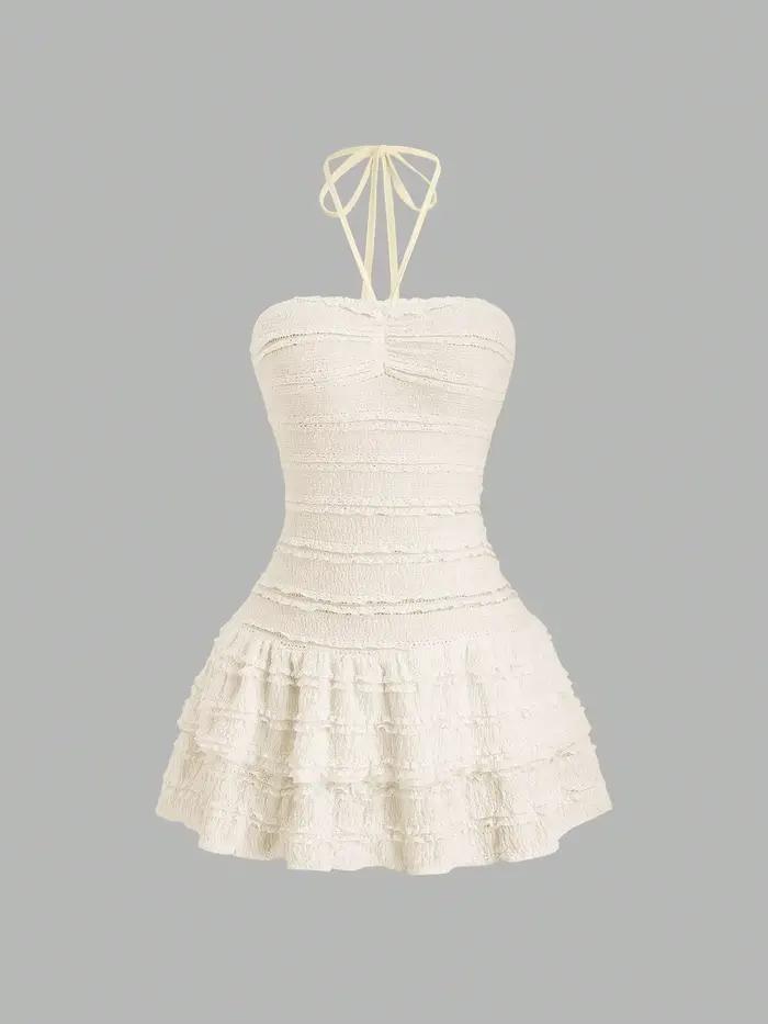 Mini jupe en tissu à haute élasticité pour femmes, couleur unie, décolleté dos nu, avec ourlet, Desi