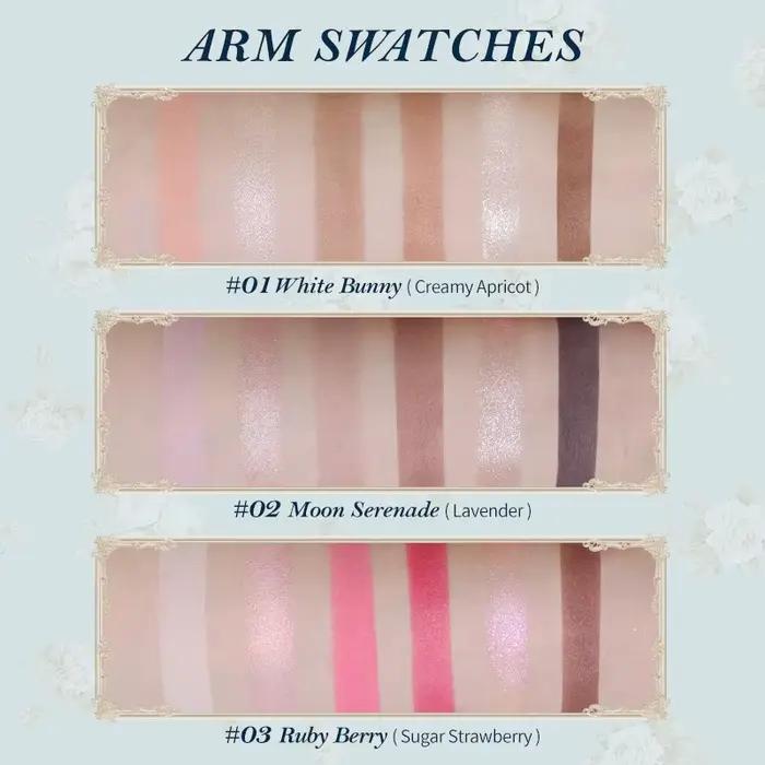Palette de fards à paupières Flower Knows Makeup Bunny Garden, 6 couleurs, longue tenue, nudes natur