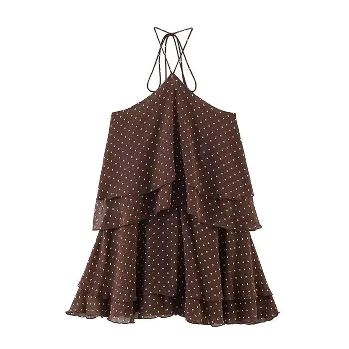 Nouvelle Robe d'Été Femme 2026 Tendance Col Cascade Élégante Jeunesse Robes de Soirée Chic à Pois Mi