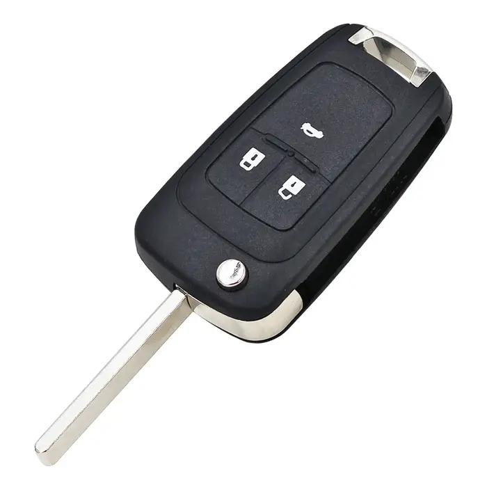 Coque de clé pliante à 3 boutons, 10 pièces/lot, pour Chevrolet Aveo Cruze, lame non coupée