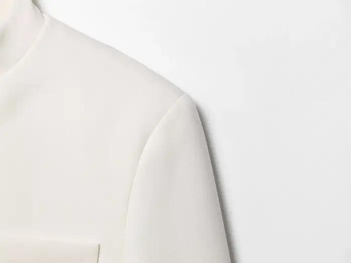 ETJ 2025 automne hiver nouveau professionnel femmes simple mode blanc court trajet col zhongshan cos
