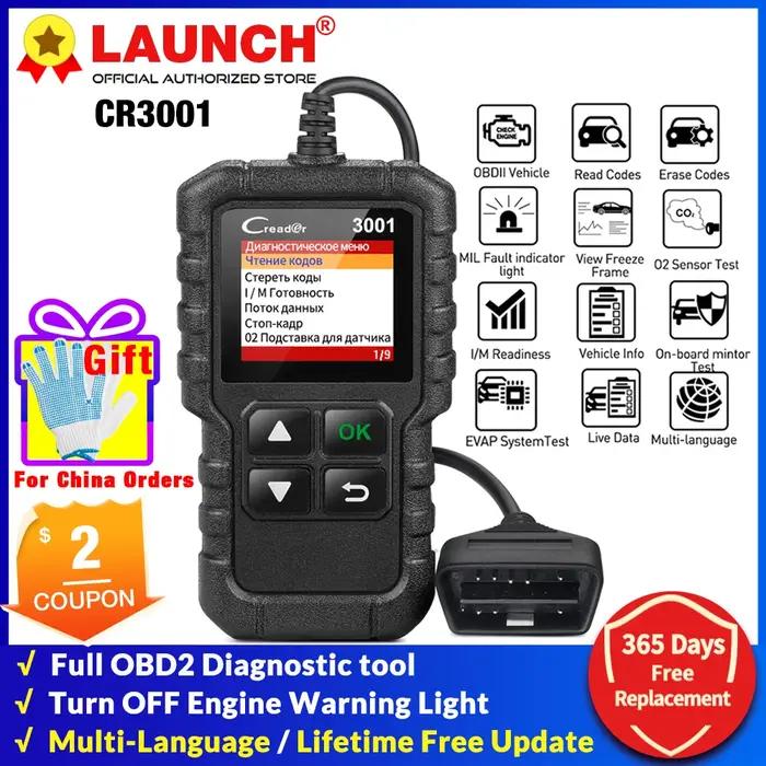 LAUNCH-Outil de diagnostic Creader CR3001, lecteur de code OBD2, EAU de moteur, défaut automobile, O