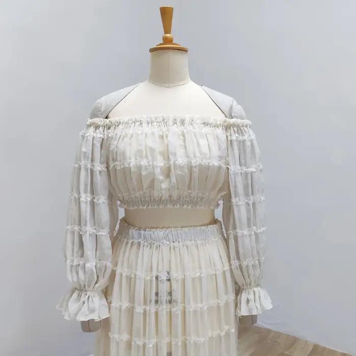 Robe de maternité plissée en mousseline de soie, Sexy, épaules dénudées, haut court, pour femmes enc