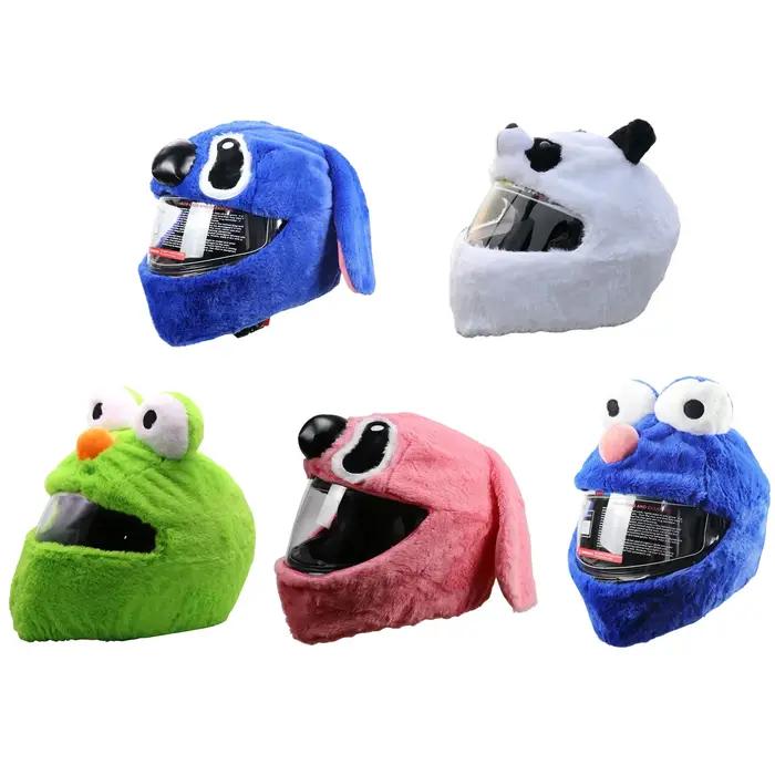 Housses de casque de moto, couverture de protection complète, en peluche, dessins animés amusants, p