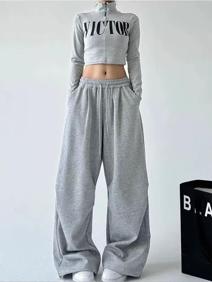 Pantalon de survêtement Y2K Harajuku à jambe large pour femme