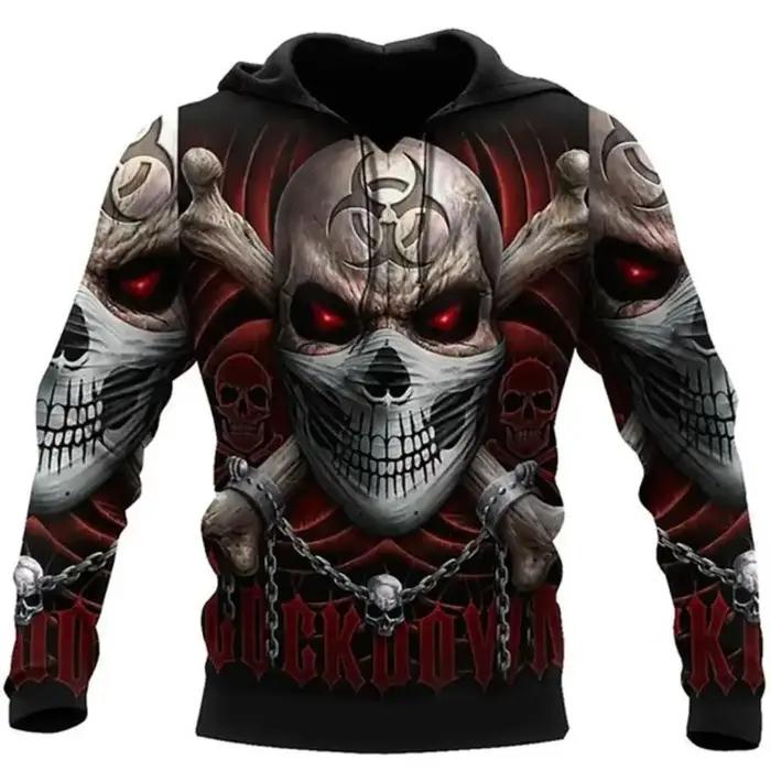 Sweat à capuche Skull Bearing pour hommes, sweat-shirt unisexe, vêtements décontractés respirants, m