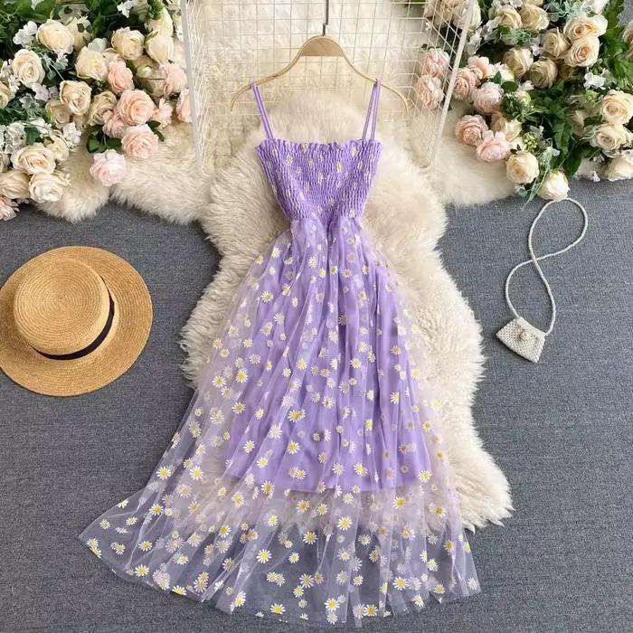 YuooMuoo – robe de soirée en maille pour femmes, nouvelle mode coréenne, imprimé Floral, bretelles S
