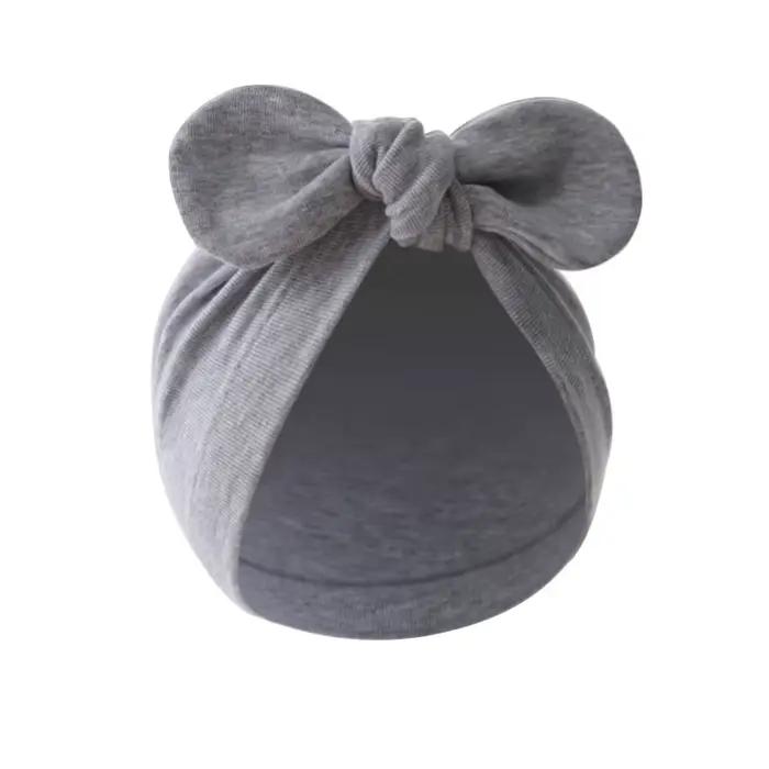 Chapeau Turban pour bébé, oreilles de lapin mignonnes, couleur unie, Bonnet pour nourrissons, filles