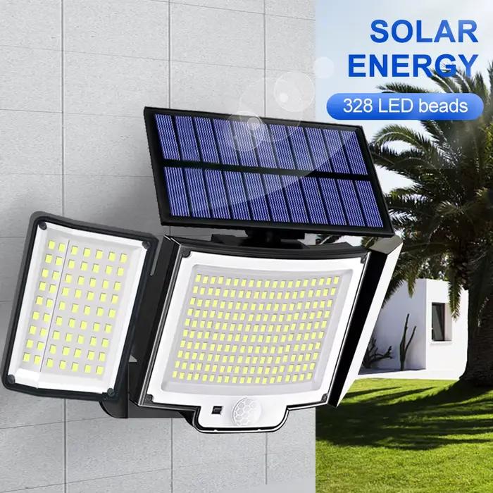 Lumière solaire extérieure 328/348 LED, capteur de mouvement Super lumineux intégré, forte puissance
