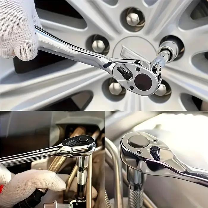 Jeu de douilles d'entraînement 1/4"-3/8"-1/2", douilles métriques et impériales CR-V avec clé à cliq