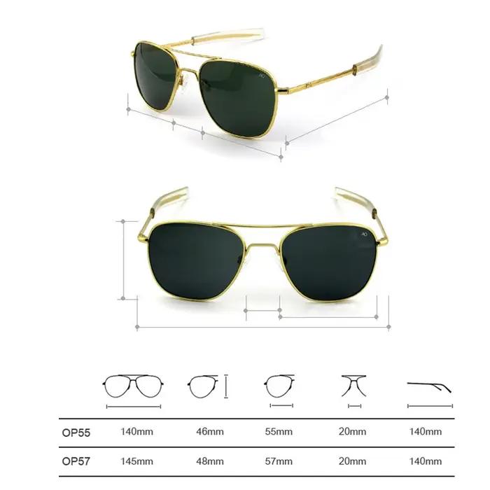 Top qualité armée américaine militaire pilote AO lunettes de soleil lentille en verre hommes marque