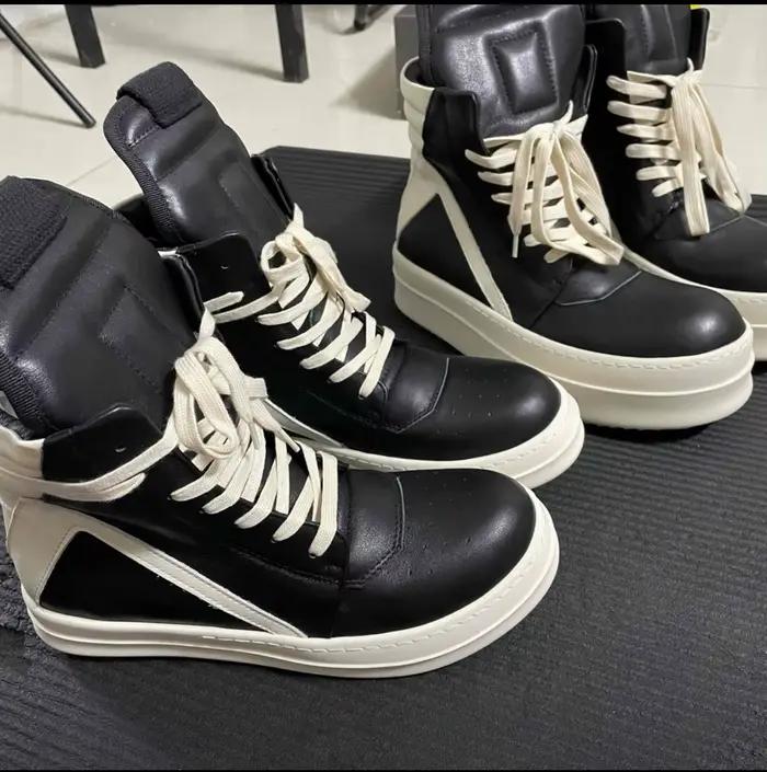 R-o qualité hommes chaussure en cuir noir bottine extérieur bottes haut chaussures décontractées fermeture éclair femmes