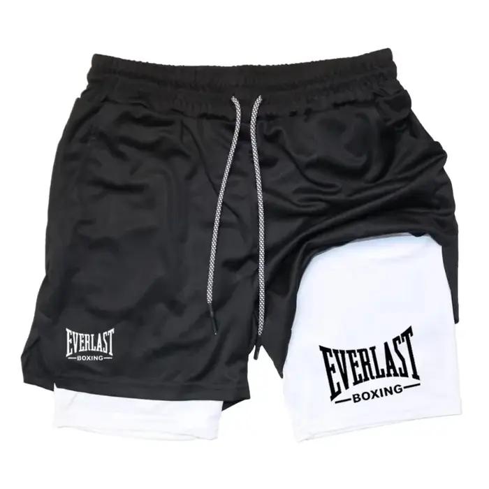 EVERLAST Short de compression double couche pour homme, pantalon de sport à séchage rapide pour le b