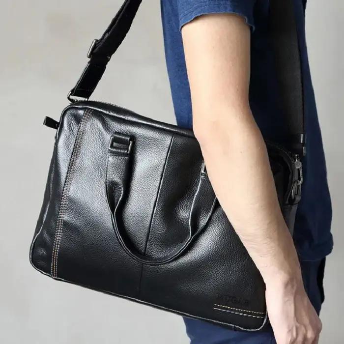 Sac à main d'affaires en cuir de vache de haute qualité pour hommes, sac à bandoulière 100% mallette
