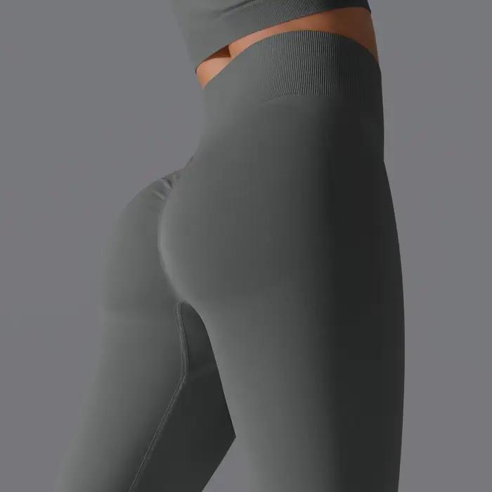 Leggings de Yoga sans couture pour femmes, Sexy, taille haute, contrôle du ventre, froissé, levage d