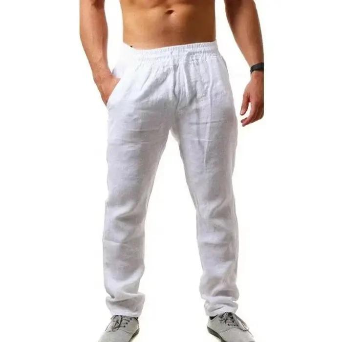 Pantalons de sport nouveau printemps/été marque de mode hommes hip-hop respirant coton lin couleur u