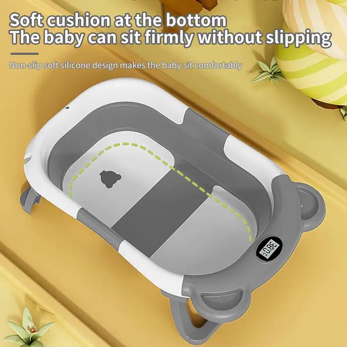 Baignoire pour bébé pliable avec thermomètre intégré, antidérapante, douche de voyage Portable, acce