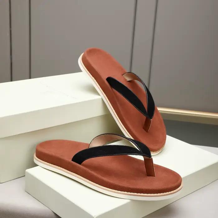 Chaussures pour hommes de marque de luxe, pantoufles en cuir faites à la main, chaussures de plage e