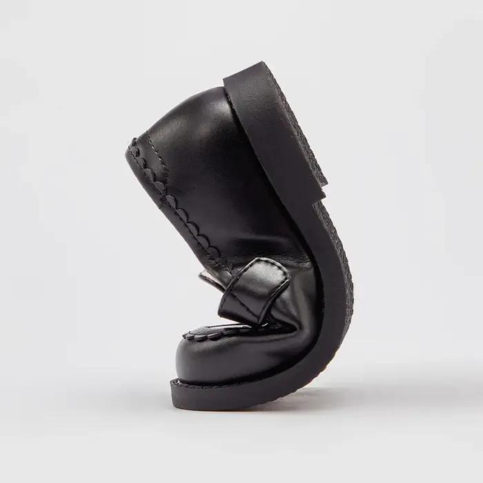 Strive MACBlack-Chaussures de princesse en cuir noir pour filles, chaussures provoqué pour étudiants