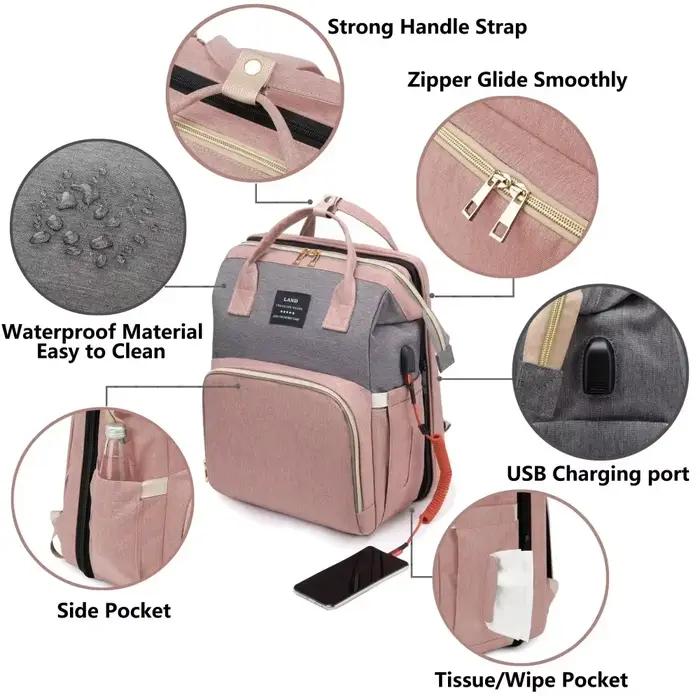Sac à Dos Pliable et Portable pour Maman, avec Lit CPull, Sangles, Grande Capacité, Sac à Couches AL