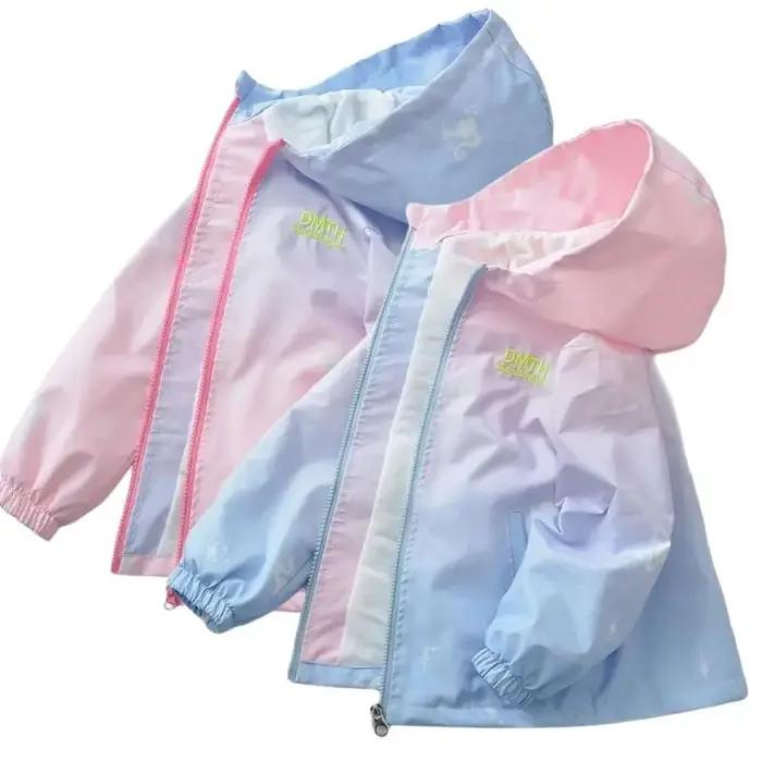Veste coréenne dégradée à capuche pour filles et garçons, blazer coupe-vent doux printemps automne tendance