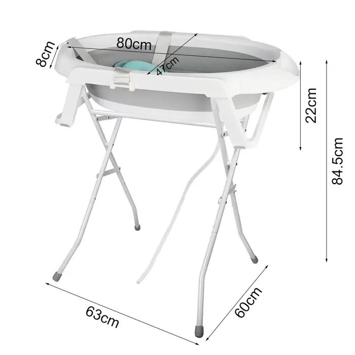 Baignoire Bébé Pliable Sur Pied – Grande Baignoire Avec Support / Coussin / Kit De Drainage – Bassin