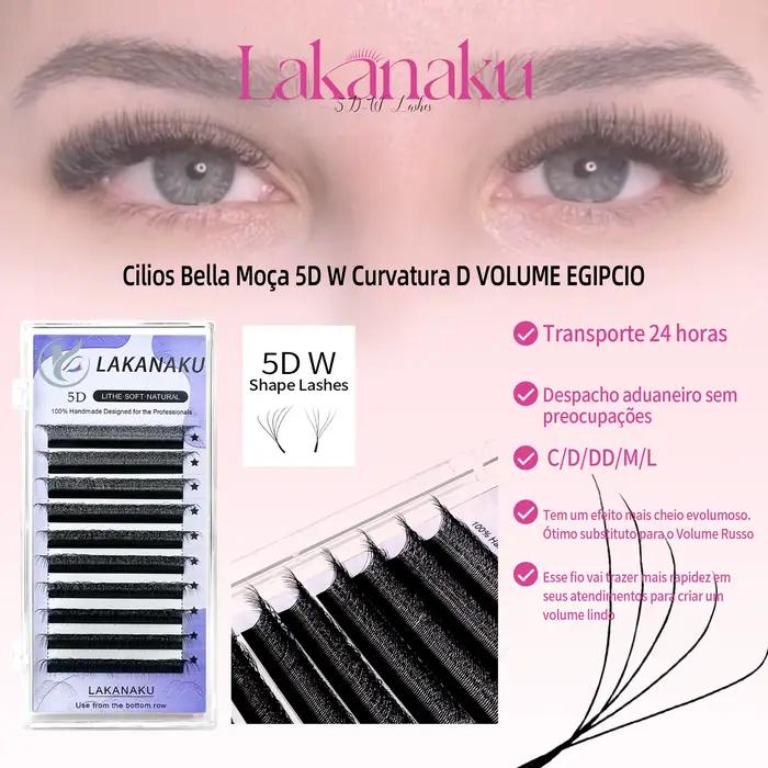 LAKANAKU 5D W Extension de cils Volume ventilateurs 6 plateaux Cilios W forme cils naturel doux maqu