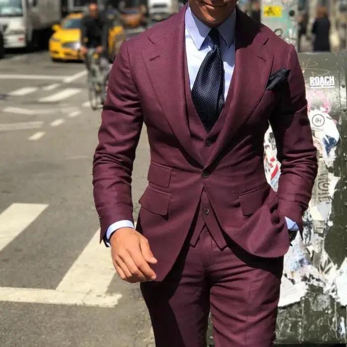 Costumes de smoking de mariage chic pour hommes, coupe cintrée, costume 3 pièces pour garçons d'honn