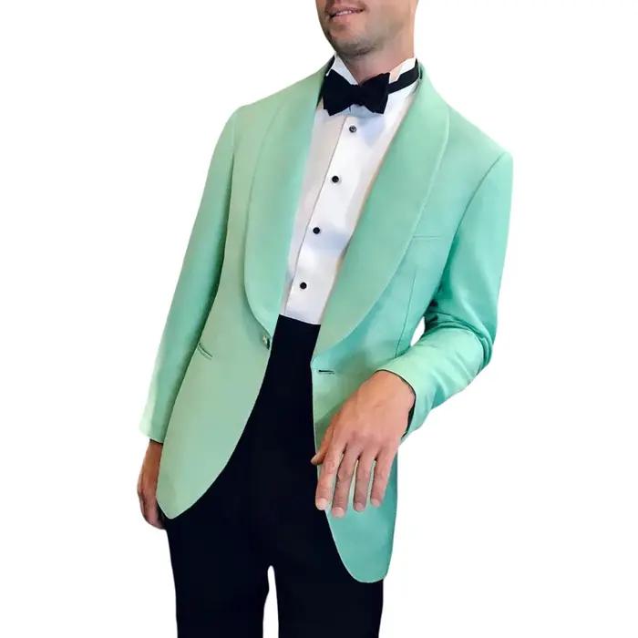 Costumes décontractés vert menthe pour hommes, coupe cintrée, revers, costume de mariage formel d'af