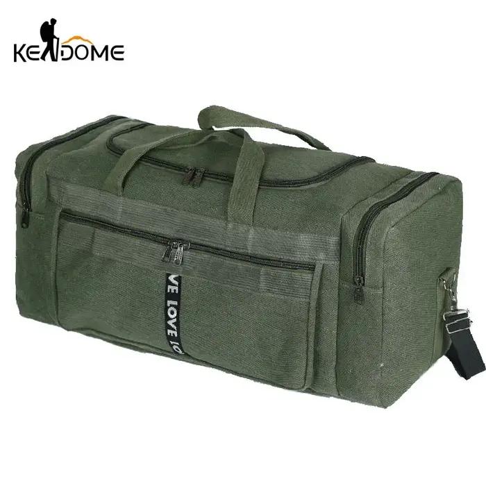 Grand sac polochon de voyage en toile imperméable pour hommes, sacs de rangement de bagages à bandou