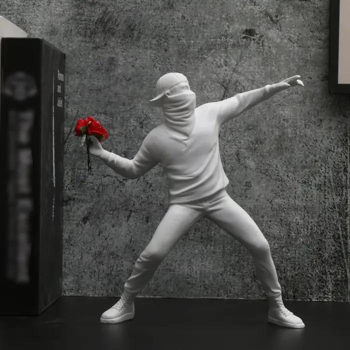 Sculptures Banksy en résine, lanceur de fleurs, Statue de bombardier, décoration de la maison, acces