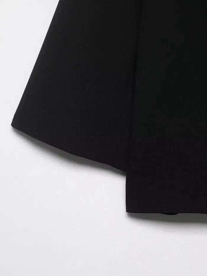 Blazer court noir pour femme, nouvelle collection printemps, manteau simple boutonnage avec épaulett
