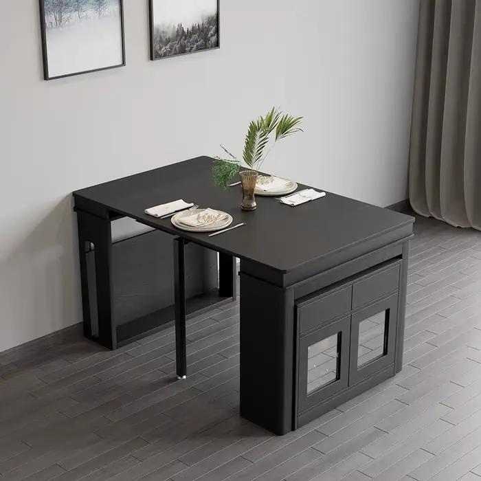 Buffet rectangulaire avec rangement, table à manger extensible moderne