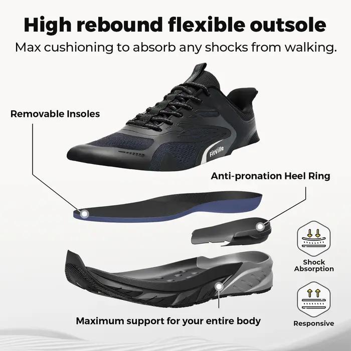 Chaussures de marche Fittington confortables et larges pour hommes, chaussures de sport antidérapant