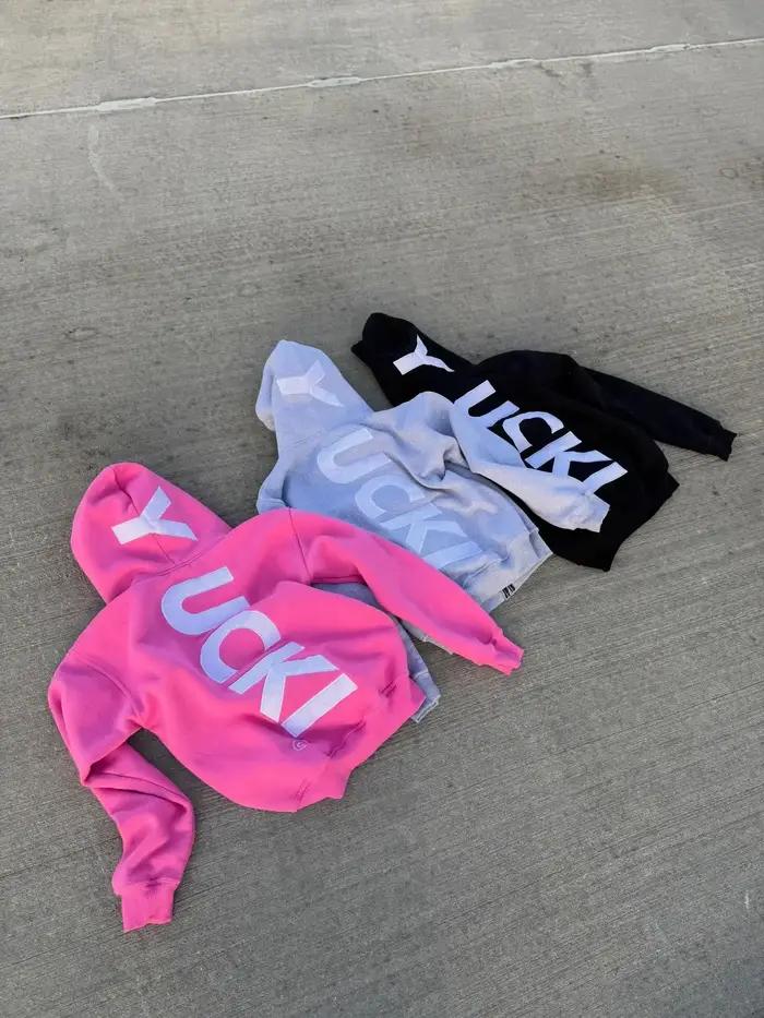 Ensemble de survêtement unisexe YUCKI pour couple, imprimé lettres, 2 pièces, sweat à capuche zippé