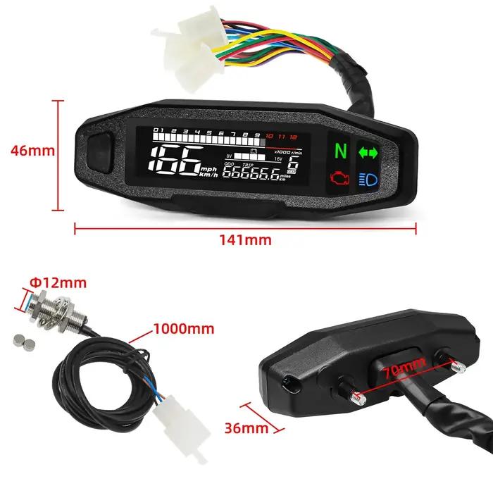 Compteur de vitesse numérique universel pour moto, tachymètre LED, panneau de comptage de carte Prad