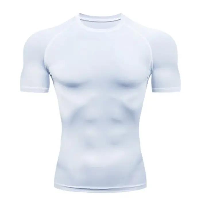 T-shirt de compression élastique respirant pour homme, haut serré, sweat-shirt de course, jogging, s