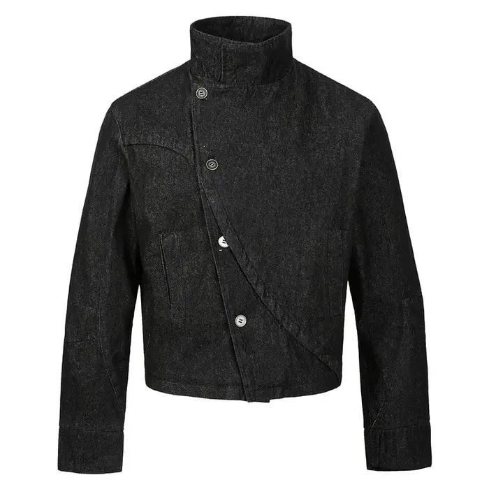 Veste en jean pour homme, nouvelle collection printemps-automne, couleur unie simple, col montant, v
