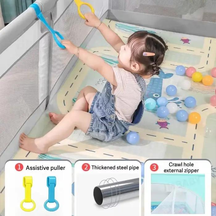 IMBABY Grand parc pour 0 à 6 ans – Jardin de jeu de sécurité intérieure/extérieure avec rembourrage