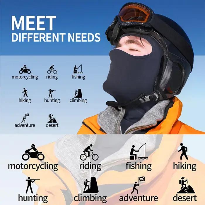 Masque de ski intégral pour homme, cagoule noire, couvrant le cou