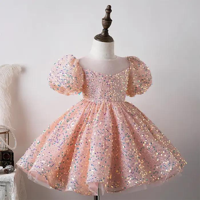 Robe de premier anniversaire pour bébé fille, robe de princesse à manches bouffantes pour filles (âg