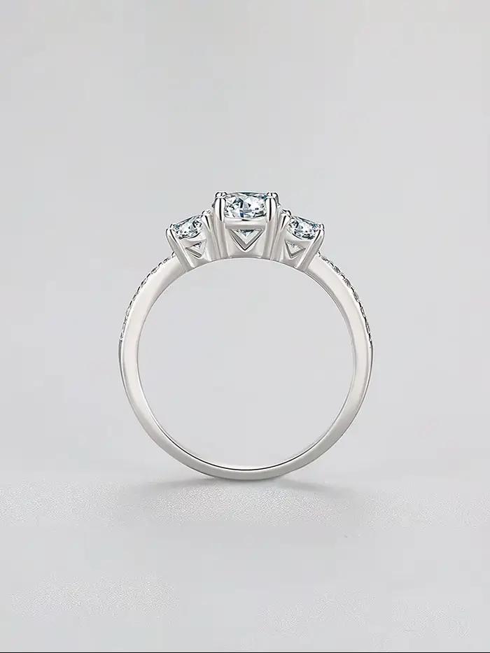 Bague ronde en argent Sterling 925 pour femmes, classique, mode, Zircon 0,5 ct, anniversaire, fiança