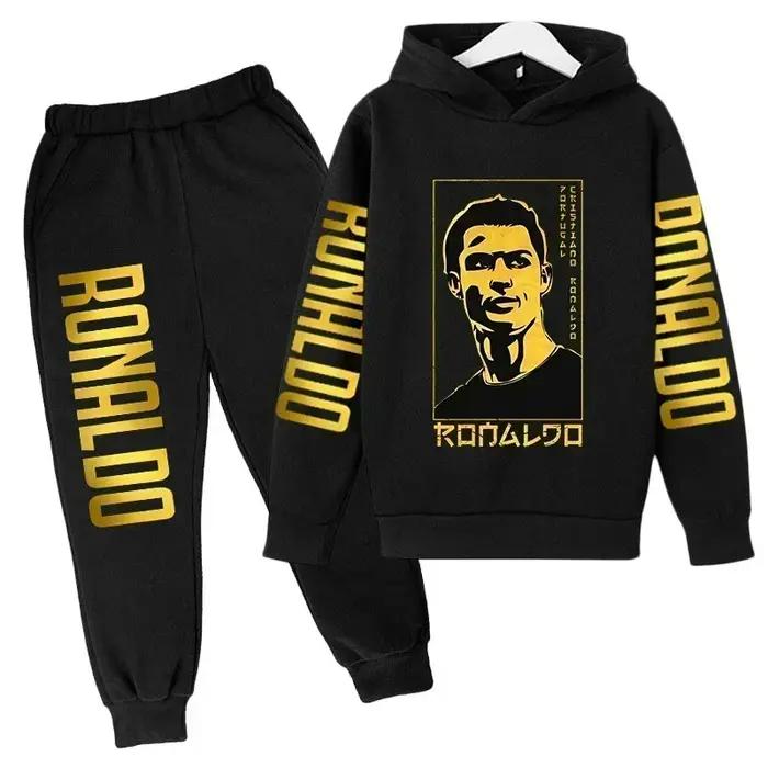 Ensemble de vêtements pour enfants à la mode d'automne, imprimé Ronaldo, sweat-shirt + pantalon, ens