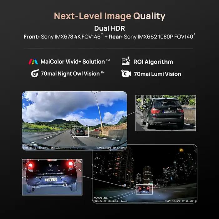 Nouvelle caméra embarquée 70mai A810S 4K HDR GPS ADAS Enregistrement automatique Détection de mouvem