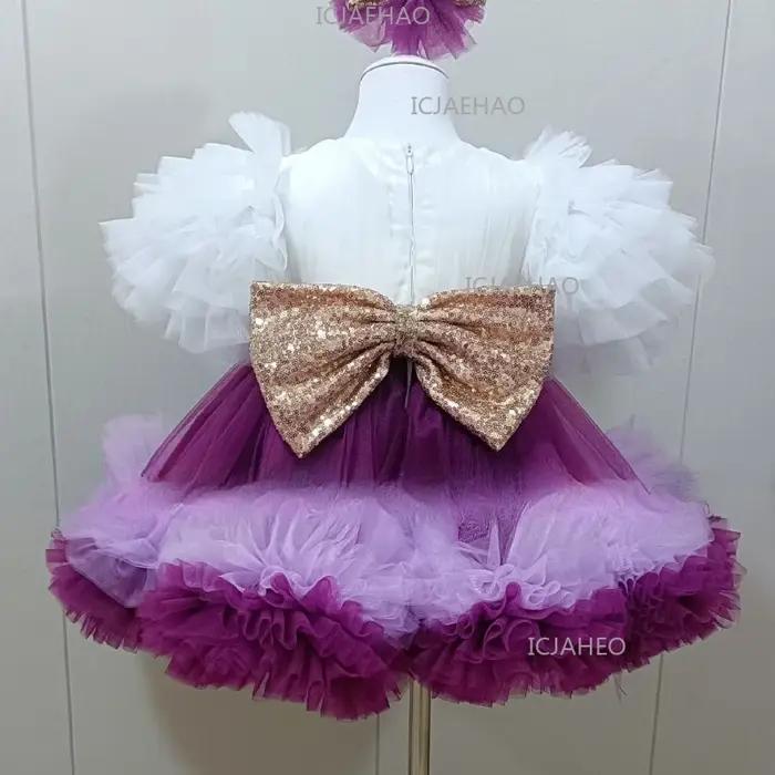 Robe Tutu à Manches Courtes pour Fille, Tenue de Scène pour Enfants, Compétition de Piano, Spectacle