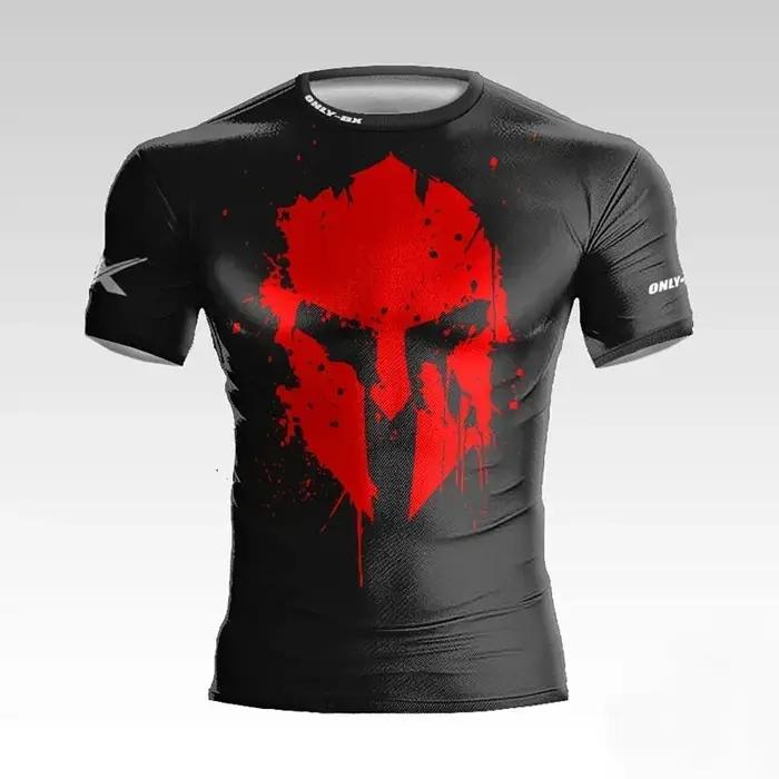 T-shirt pour hommes imprimé en 3D, nouveau style d'été, casque Spartan, pour la boxe et le fitness,