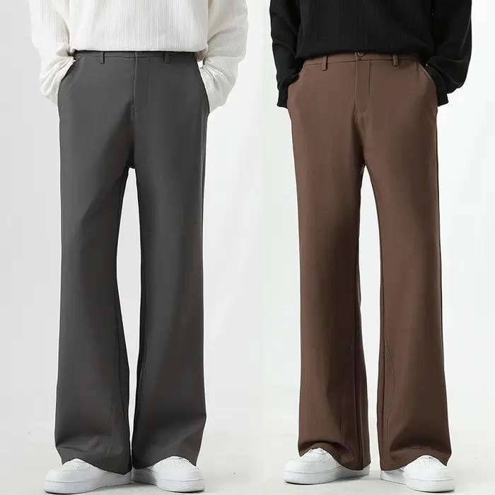 Small Flared Version Men's Casual Pants 2025 Fashion Korean Loose Elastic Drape Business Office Soli